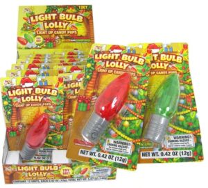 Albert's Christmas Light Bulb Lolly Lollipop 12ct